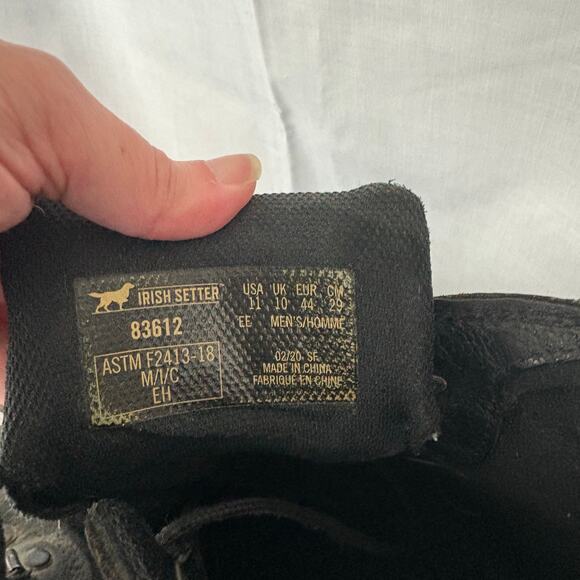 Irish Setter Ely 6" Steel Toe Work Boot  11 EE Black Leather Performance 83612 - Picture 3 of 6